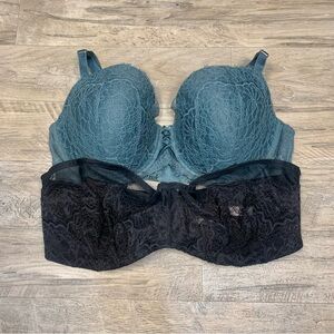 Victoria Secret 2 Lace Bras Dream Angels Lined Demi Unlined Strapless